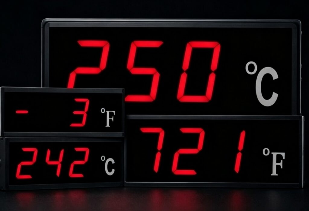 Industrial LED display features for temperature controller applications